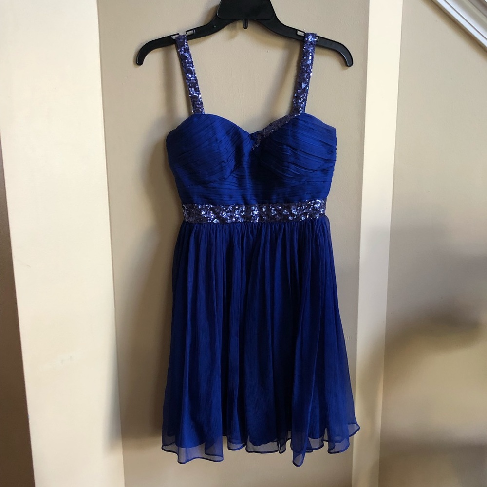 Royal blue chiffon party/ homecoming dress.